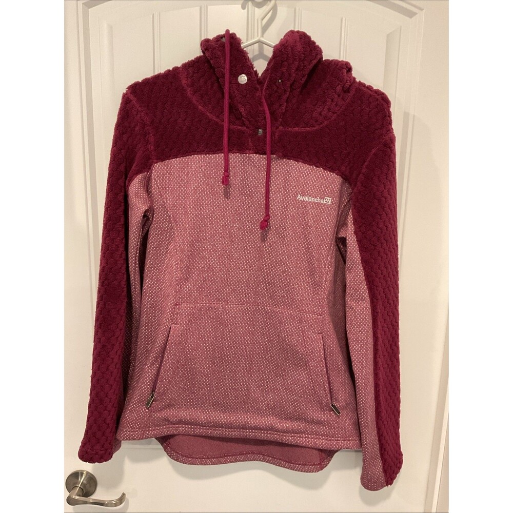 EUC Avalanche Women's 1/4 Button Pullover Fleece Hoodie Raspberry Large